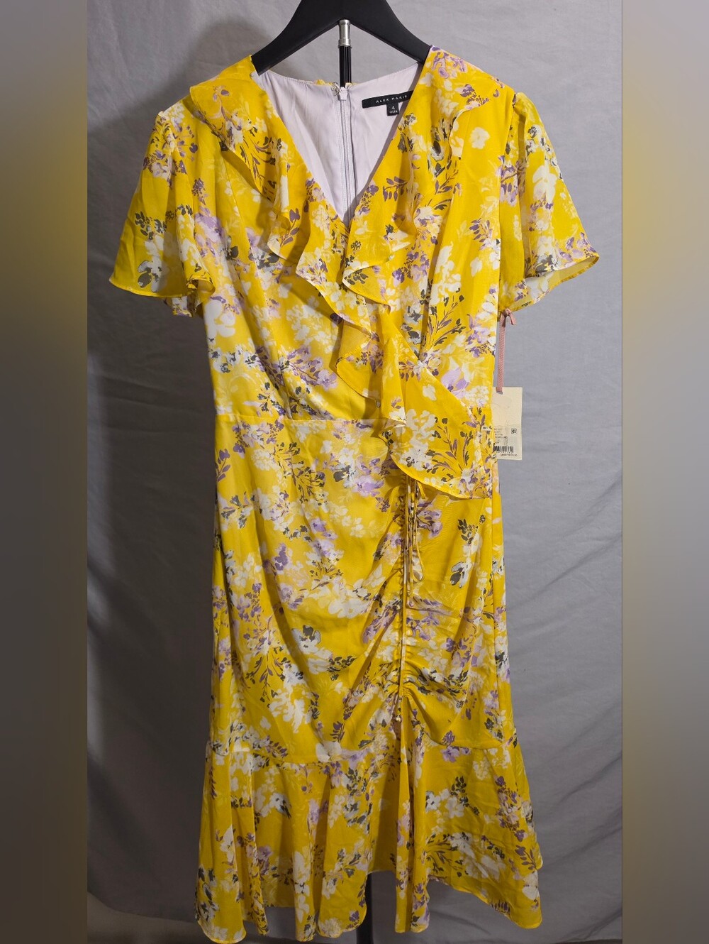 NWT Alex Marie Posey Ruffle Garden Party Dress in yellow floral Size 4